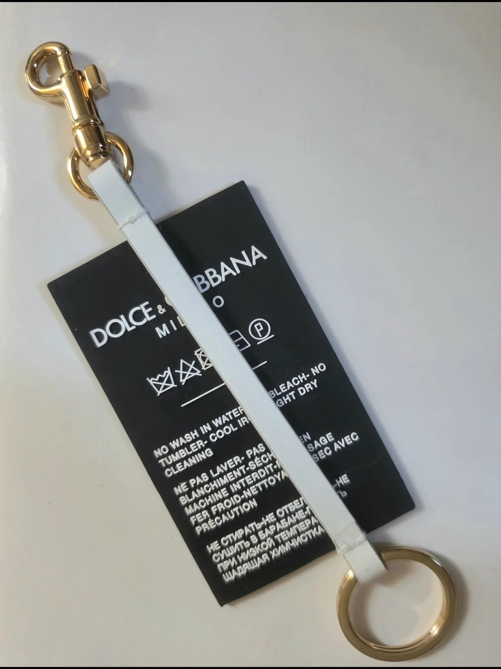 Dolce & Gabbana Keychain Black Silicone DG Logo Gold Brass Keyring